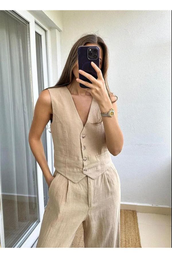 Beige Linen Set
