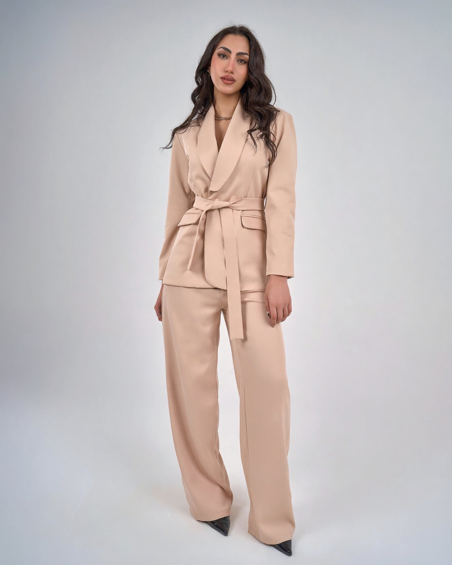Women's Belted Jacket Trousers Set