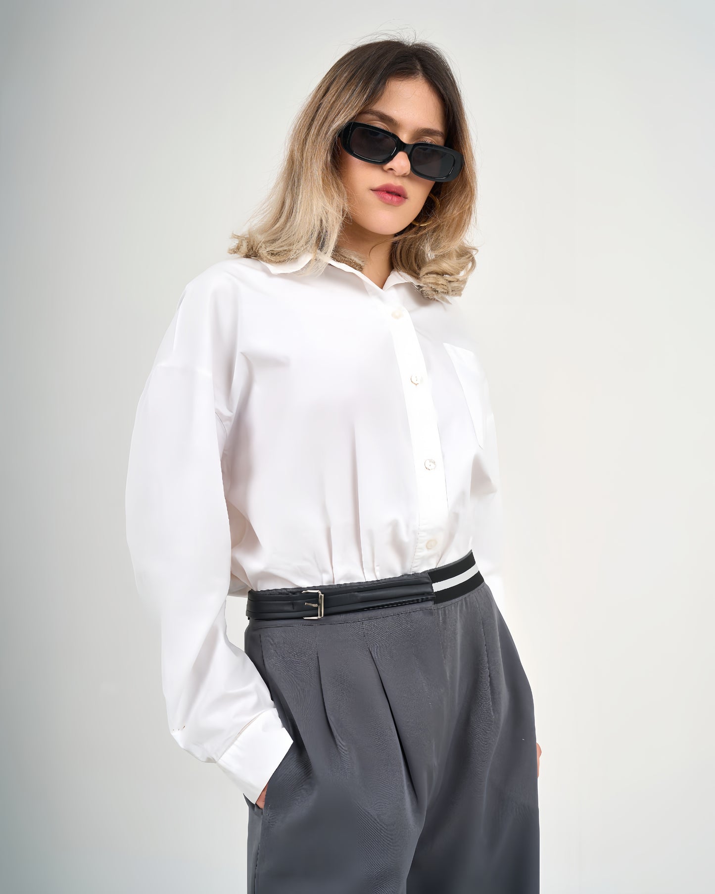 High Waisted Wide Leg Pants Grey-High Waisted Wide Leg Pants