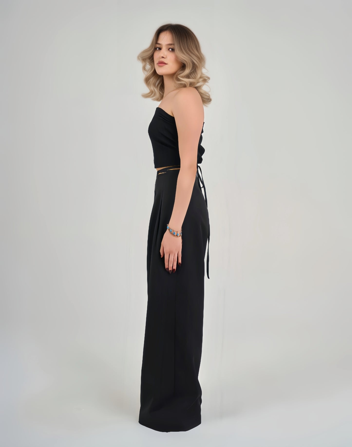 Black Belt & Pleats Pants