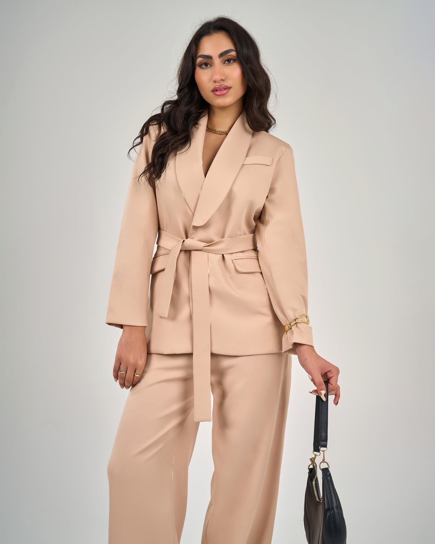Women's Belted Jacket Trousers Set