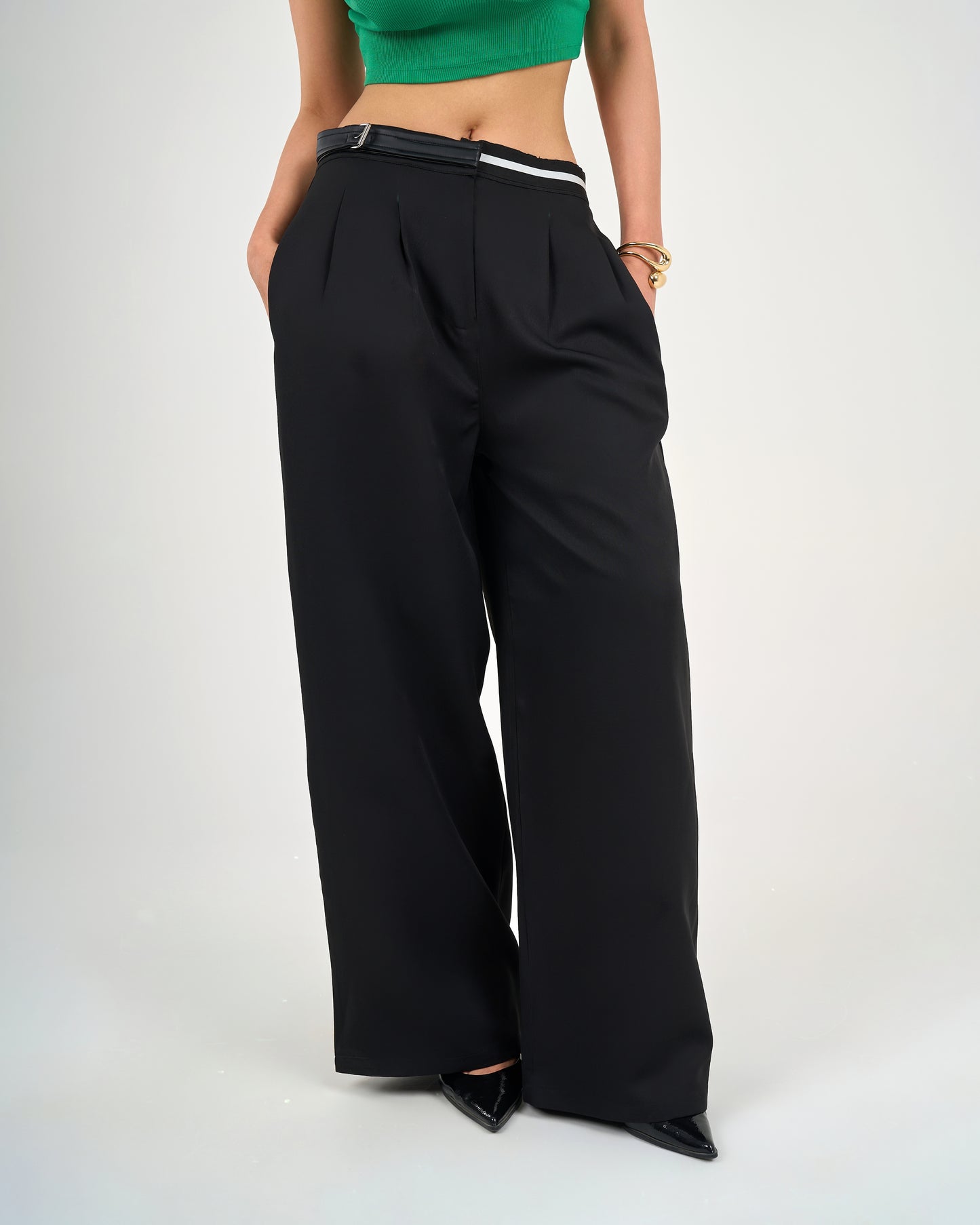 High Waisted Wide Leg Pants Black-High Waisted Wide Leg Pants