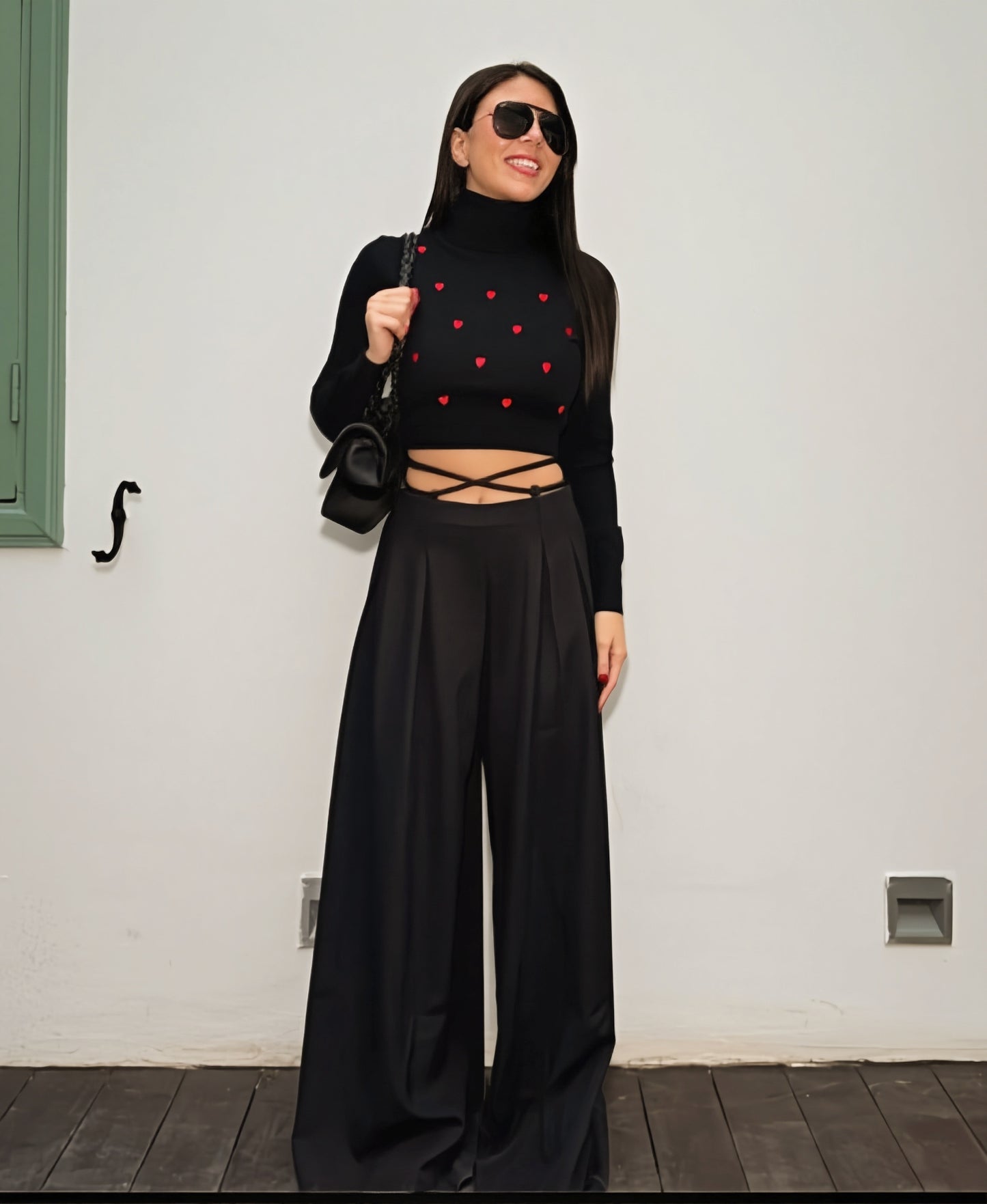 Black Belt & Pleats Pants