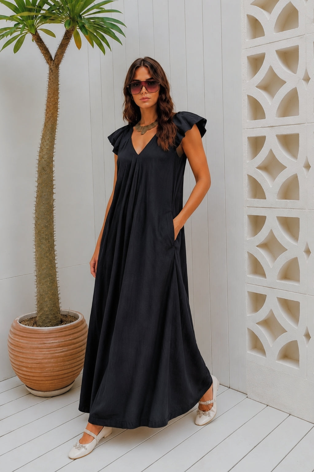 LONG PUFF SLEEVE DRESS