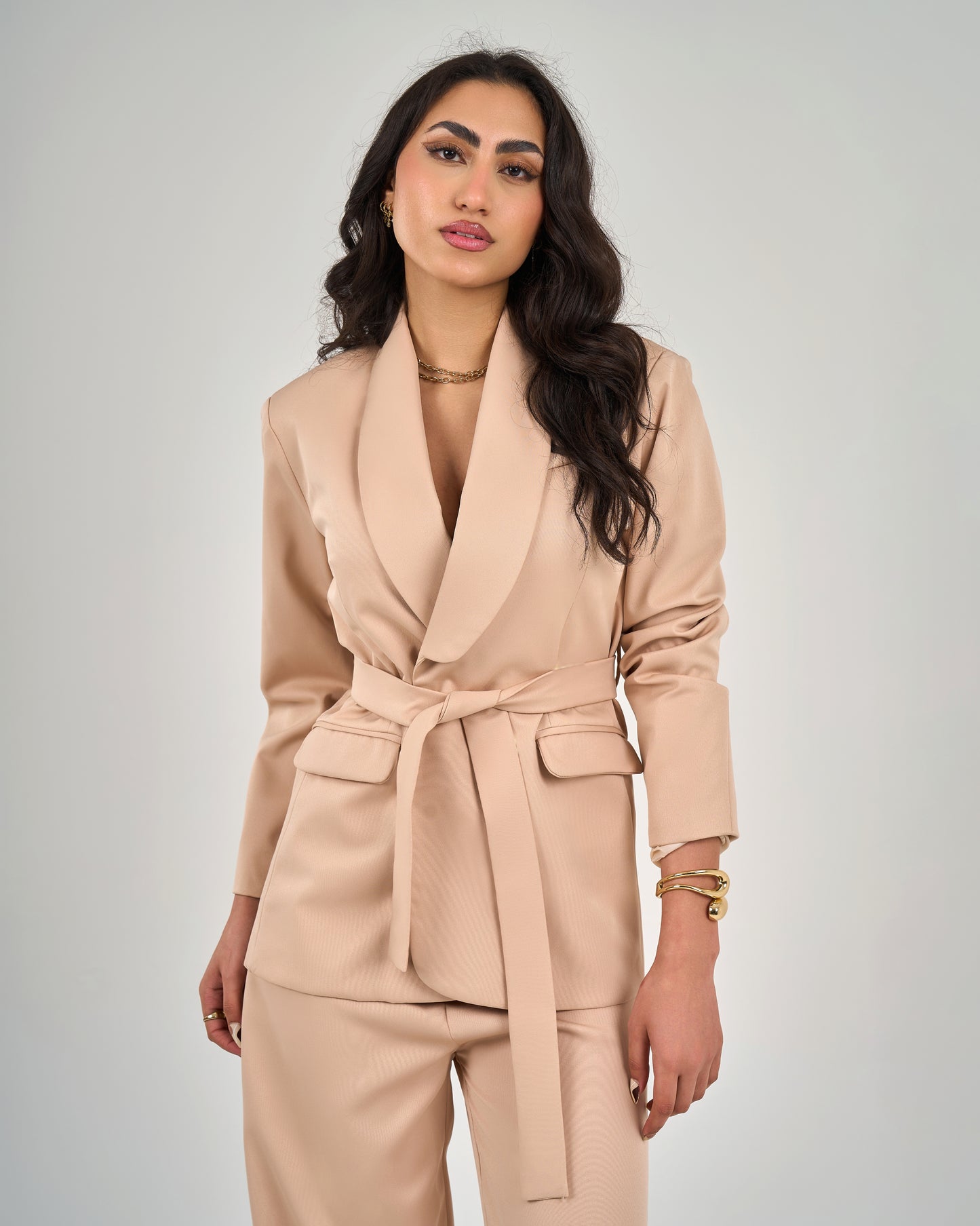 Women's Belted Jacket Trousers Set