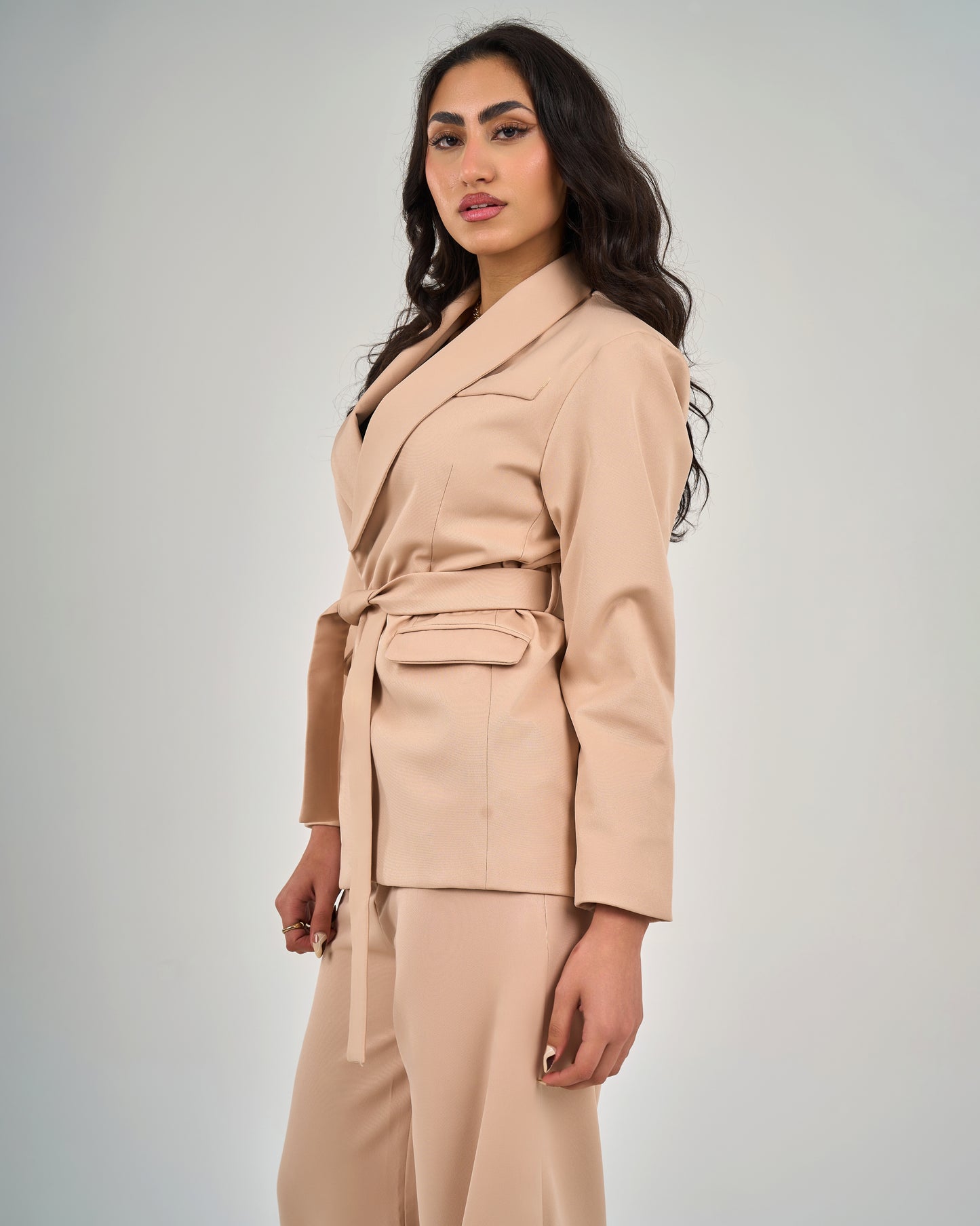 Women's Belted Jacket Trousers Set
