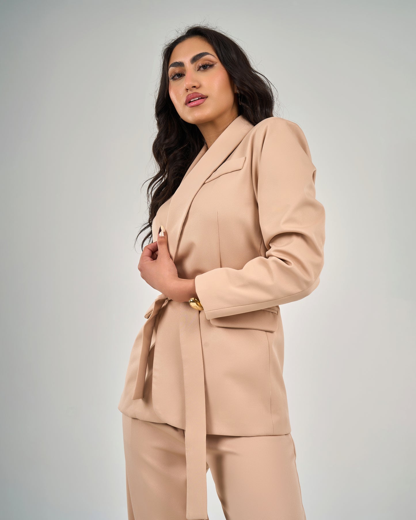 Women's Belted Jacket Trousers Set