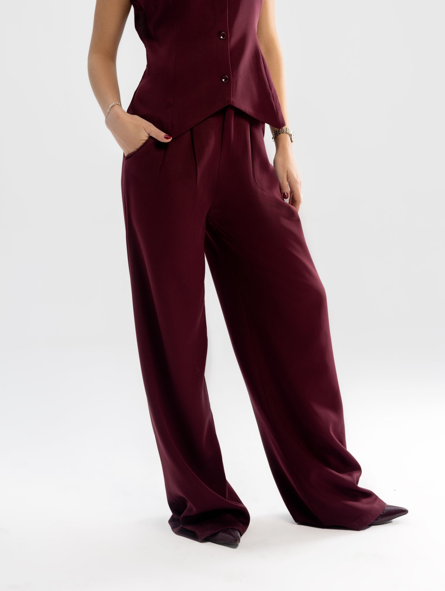 Burgundy Vest and Pants Set