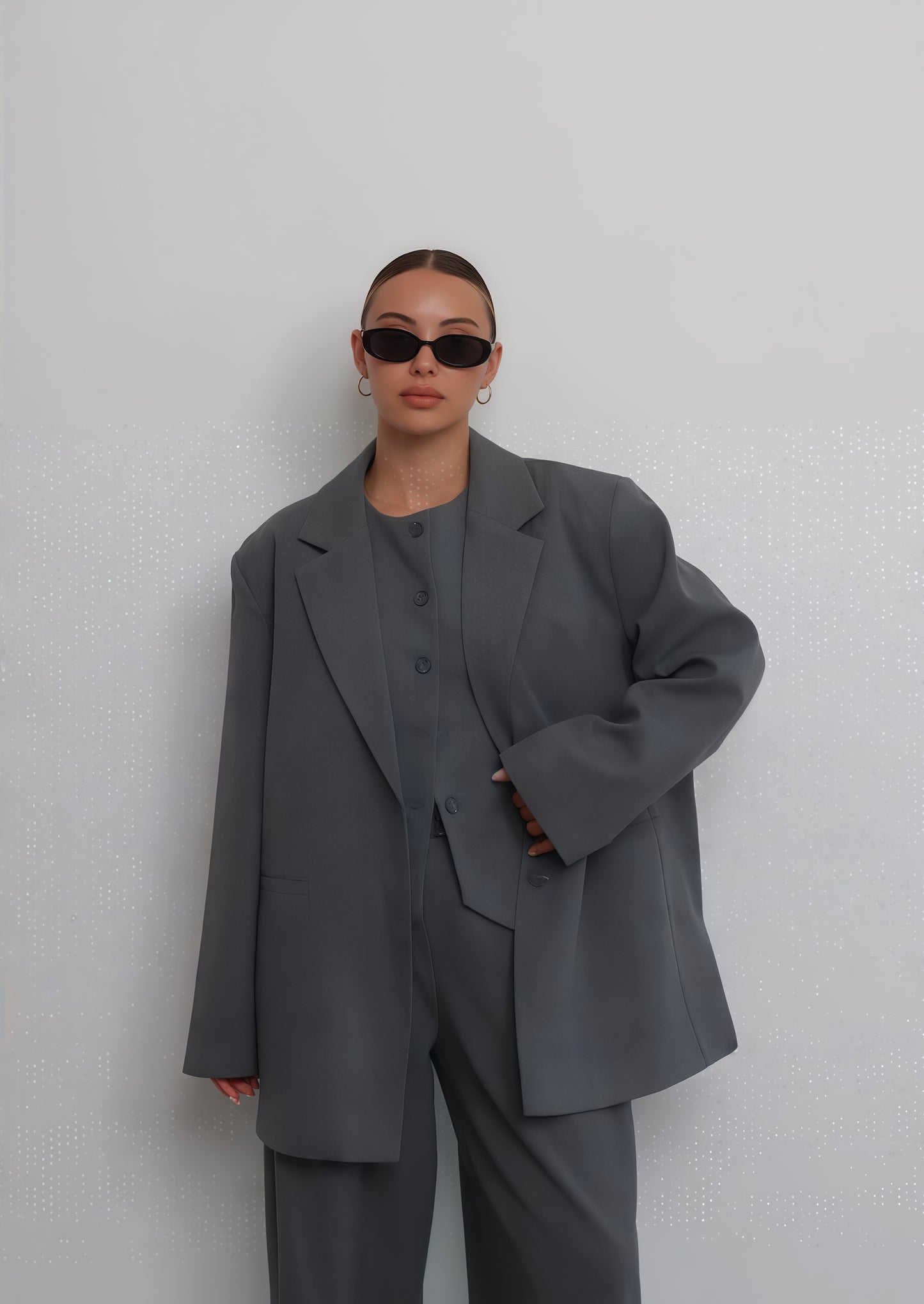 3 Piece Women's Suit Oversized It Is Grey