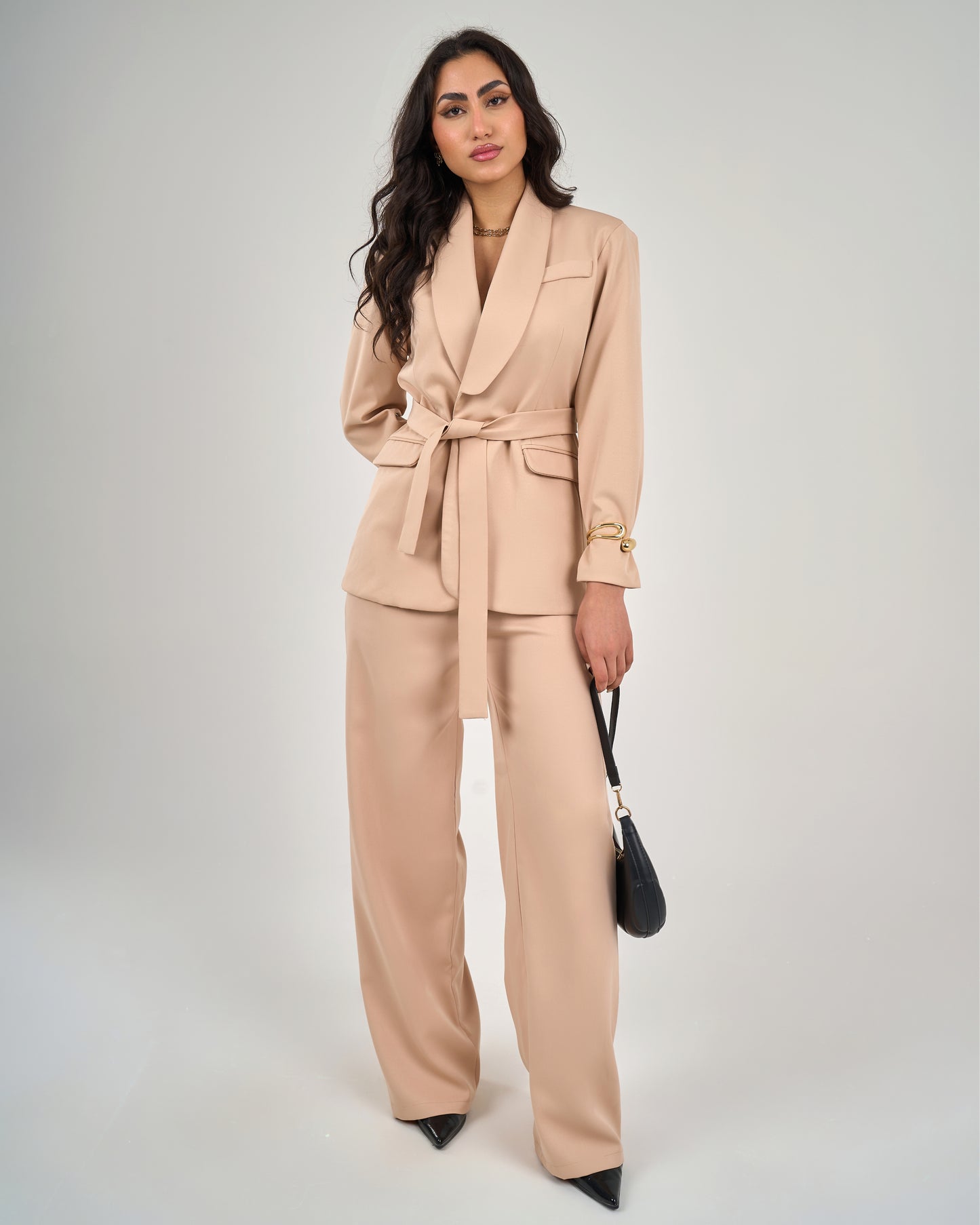 Women's Belted Jacket Trousers Set