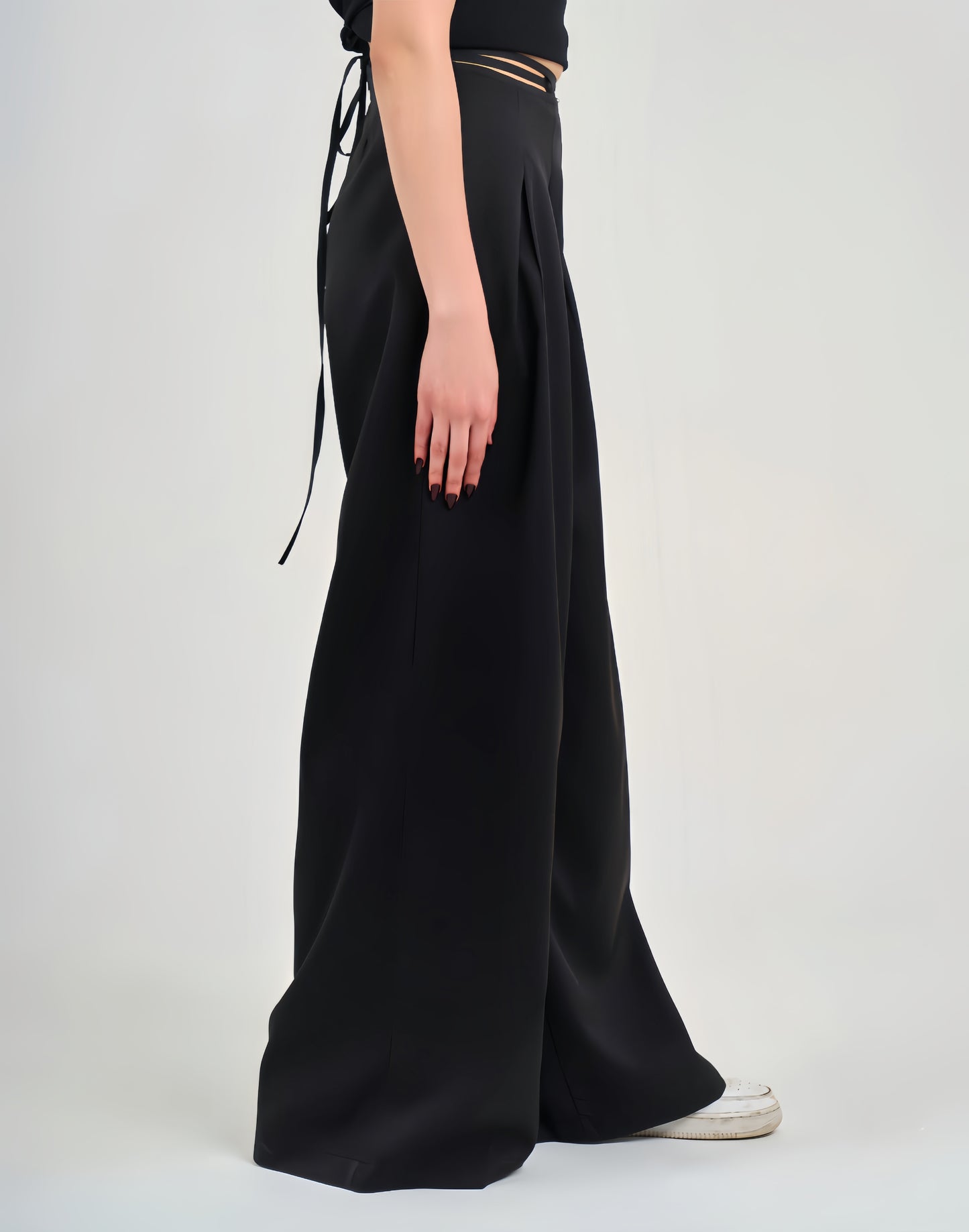 Black Belt & Pleats Pants