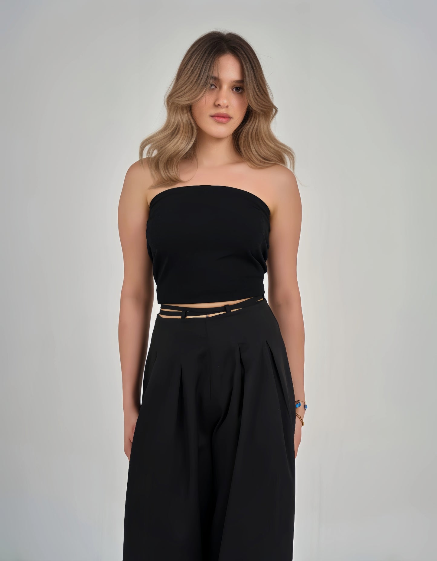Black Belt & Pleats Pants