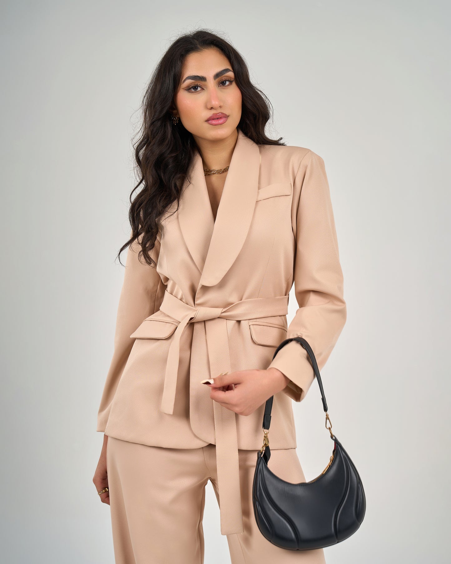 Women's Belted Jacket Trousers Set