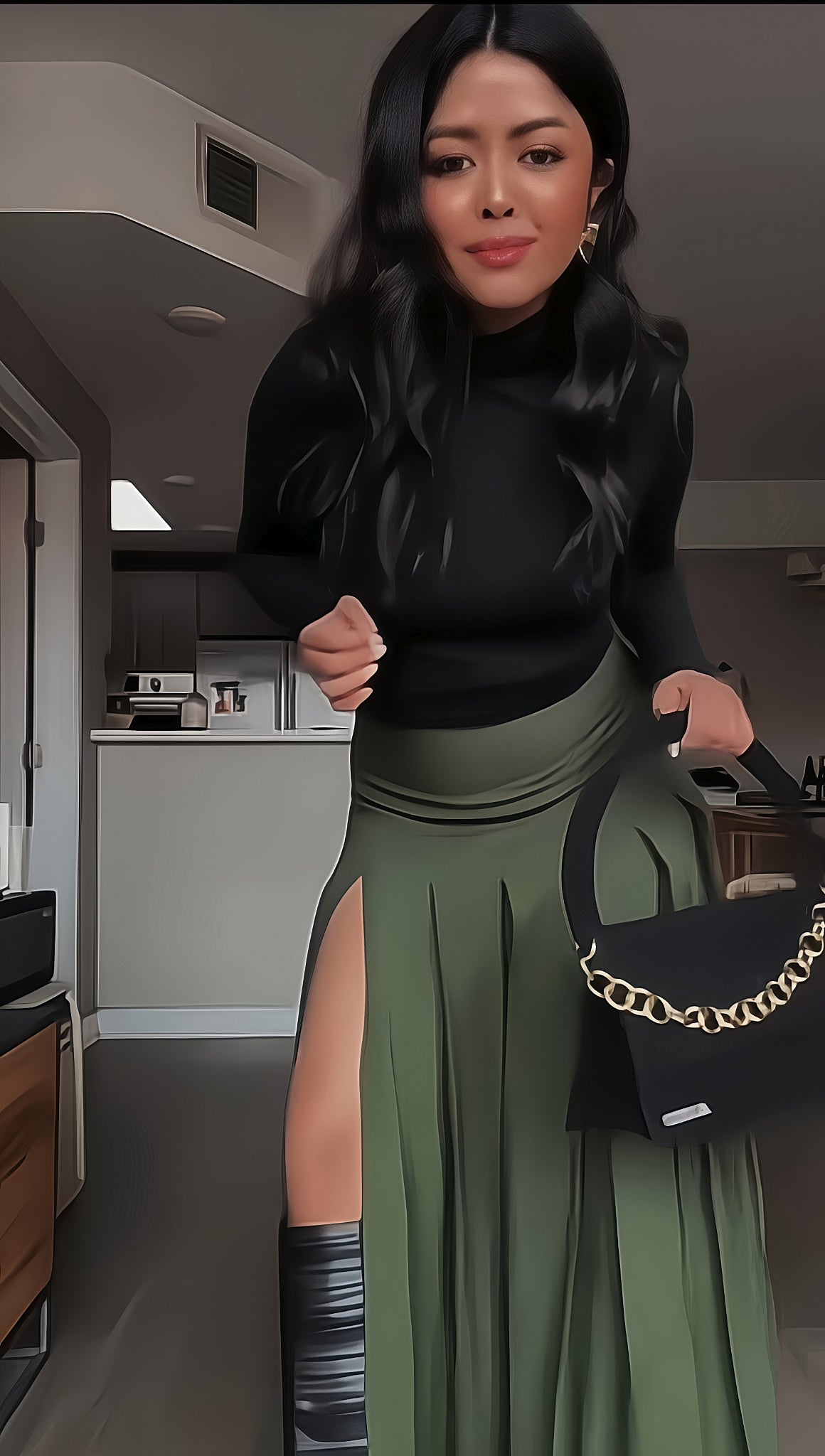 Maxi Skirt - Dark Slate Check