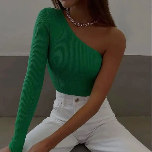 ONE SHOULDER TOP – GREEN