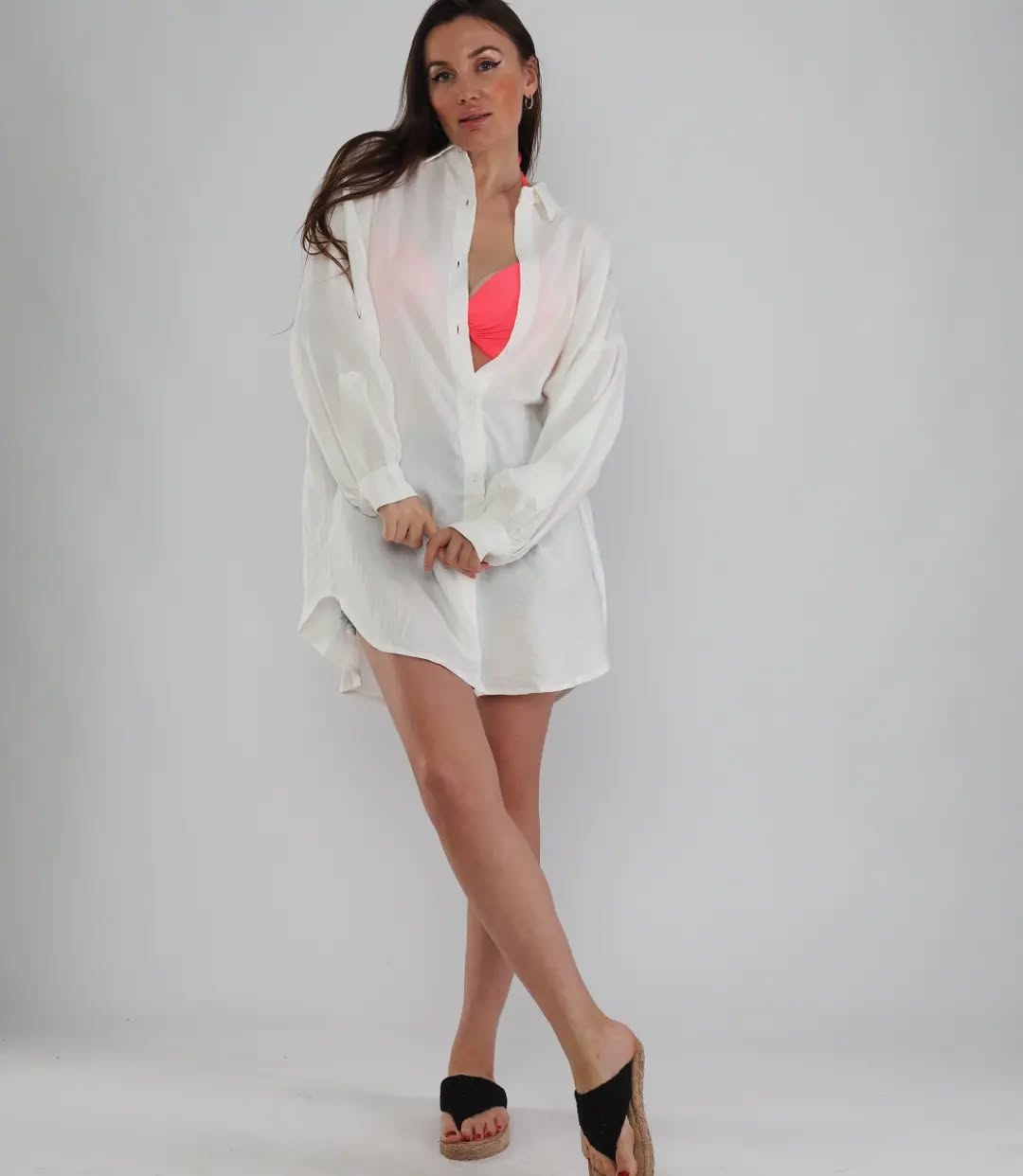 Women's White Linen Cover Up