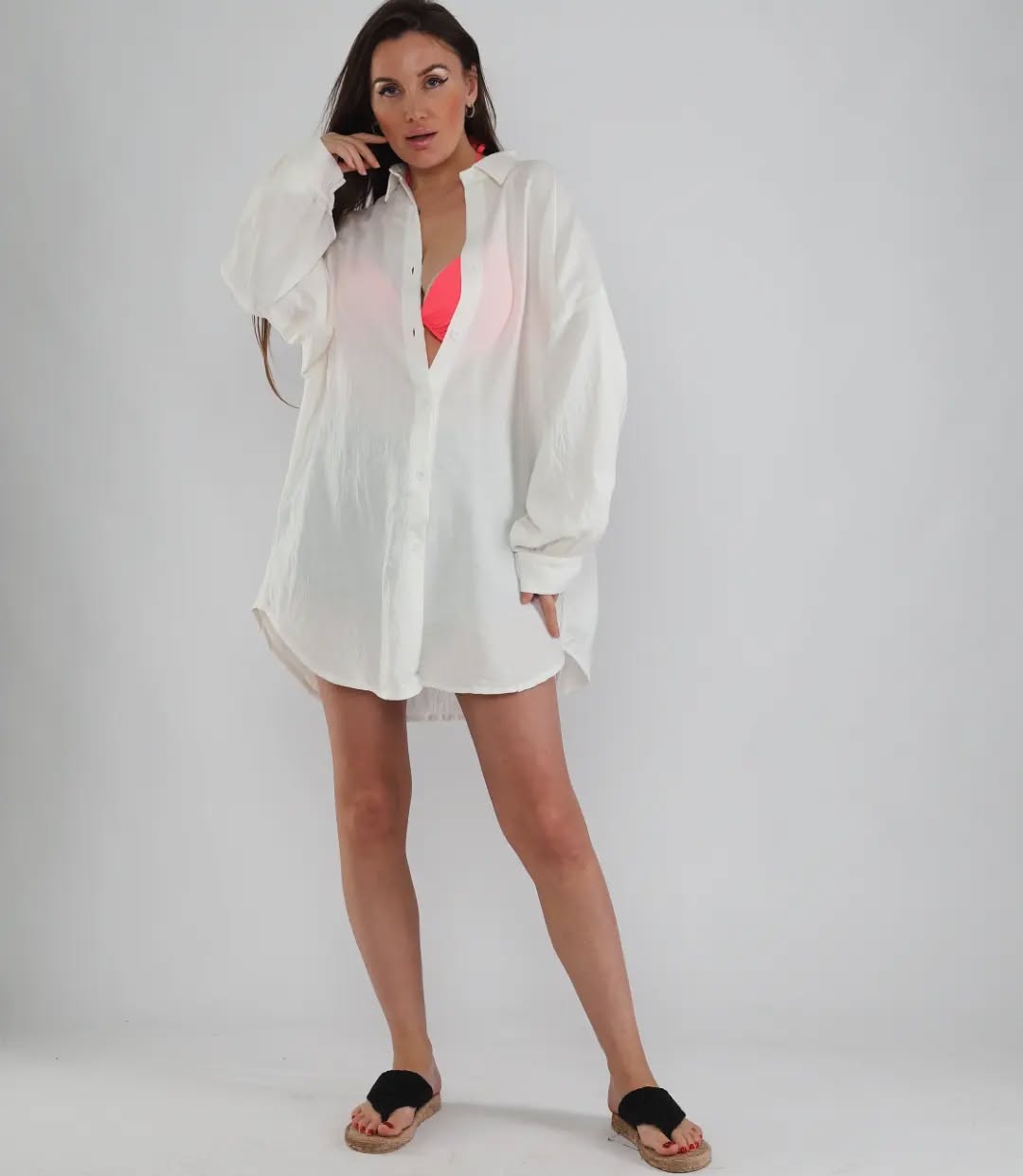 Women's White Linen Cover Up