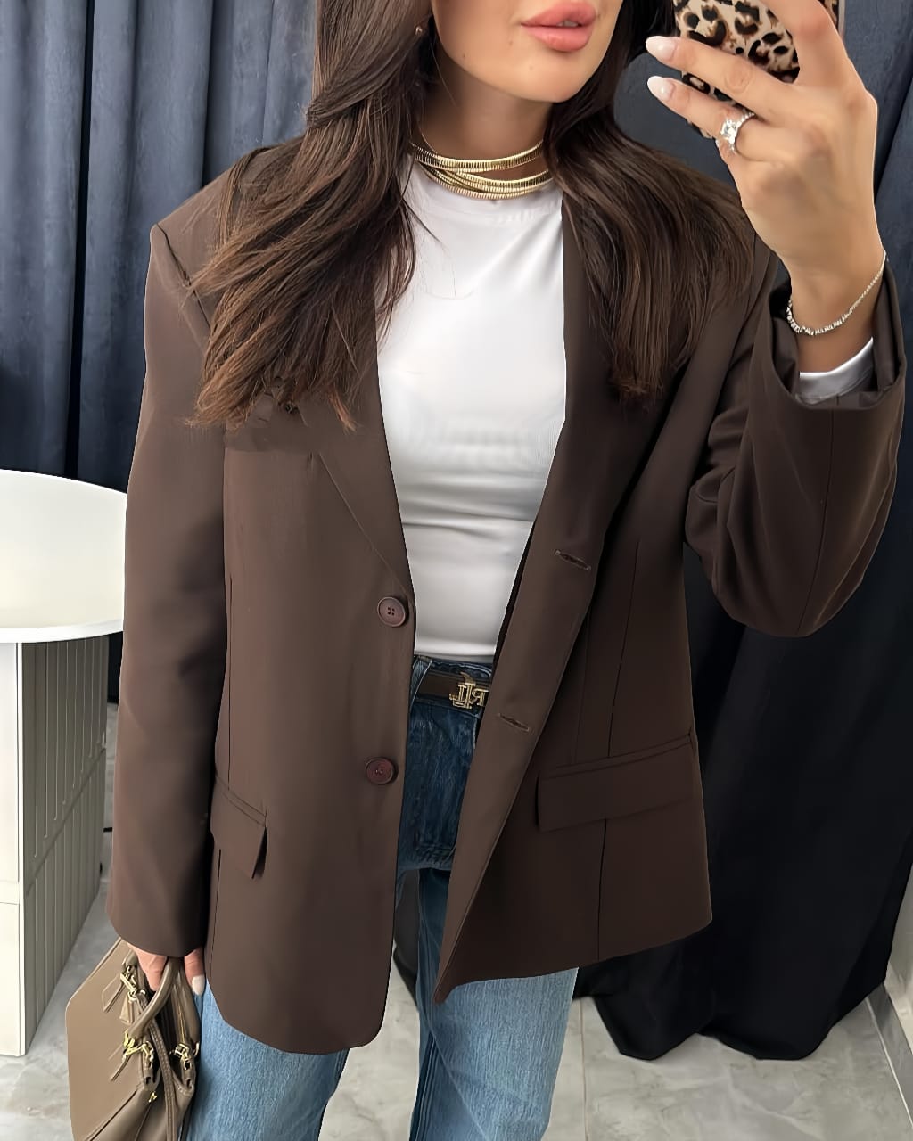 Oversized Textured Basic Blazer