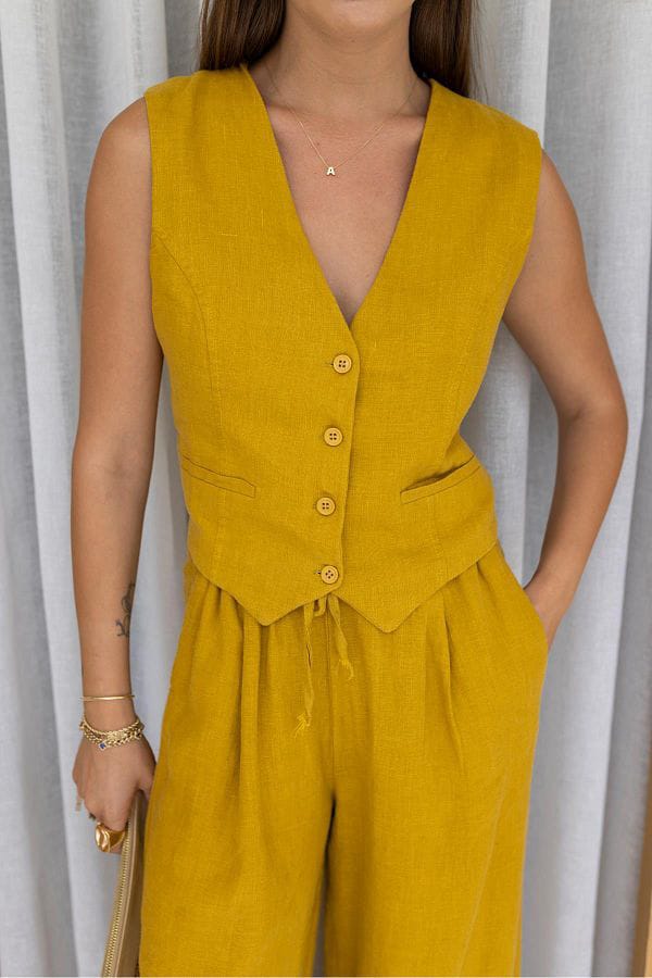 Yellow linen Waistcoat