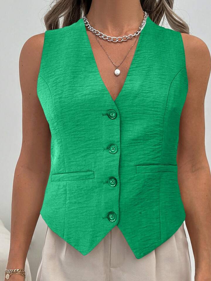 Green linen Waistcoat