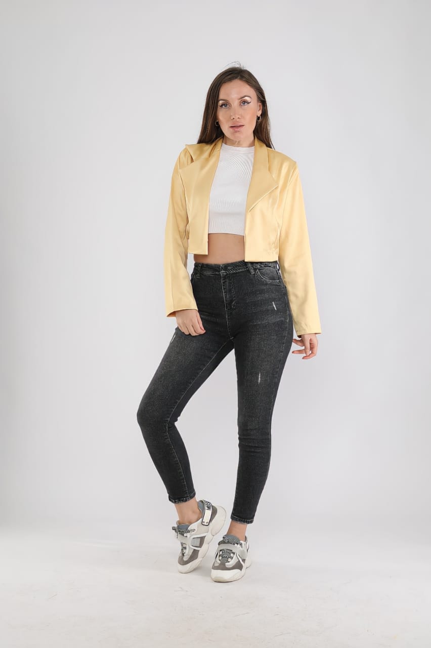 Cropped Satin Blazer