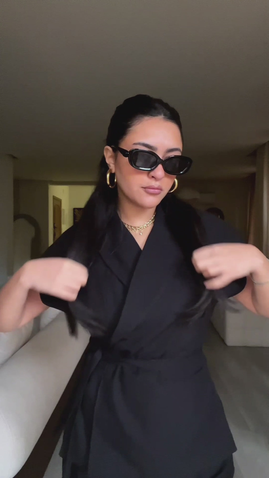 Linen Blend Pleated Set