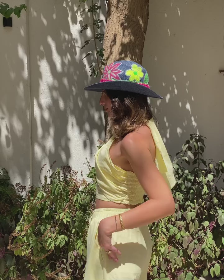 Yellow Linen Neck Tie Set