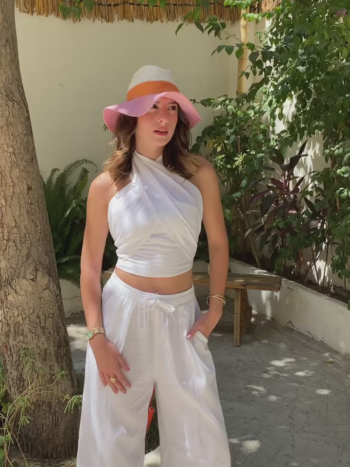 White Linen Neck Tie Set
