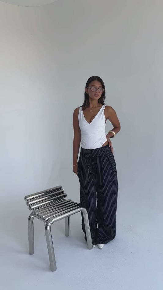 The Riviera Pinstripe Wide-Leg Pants