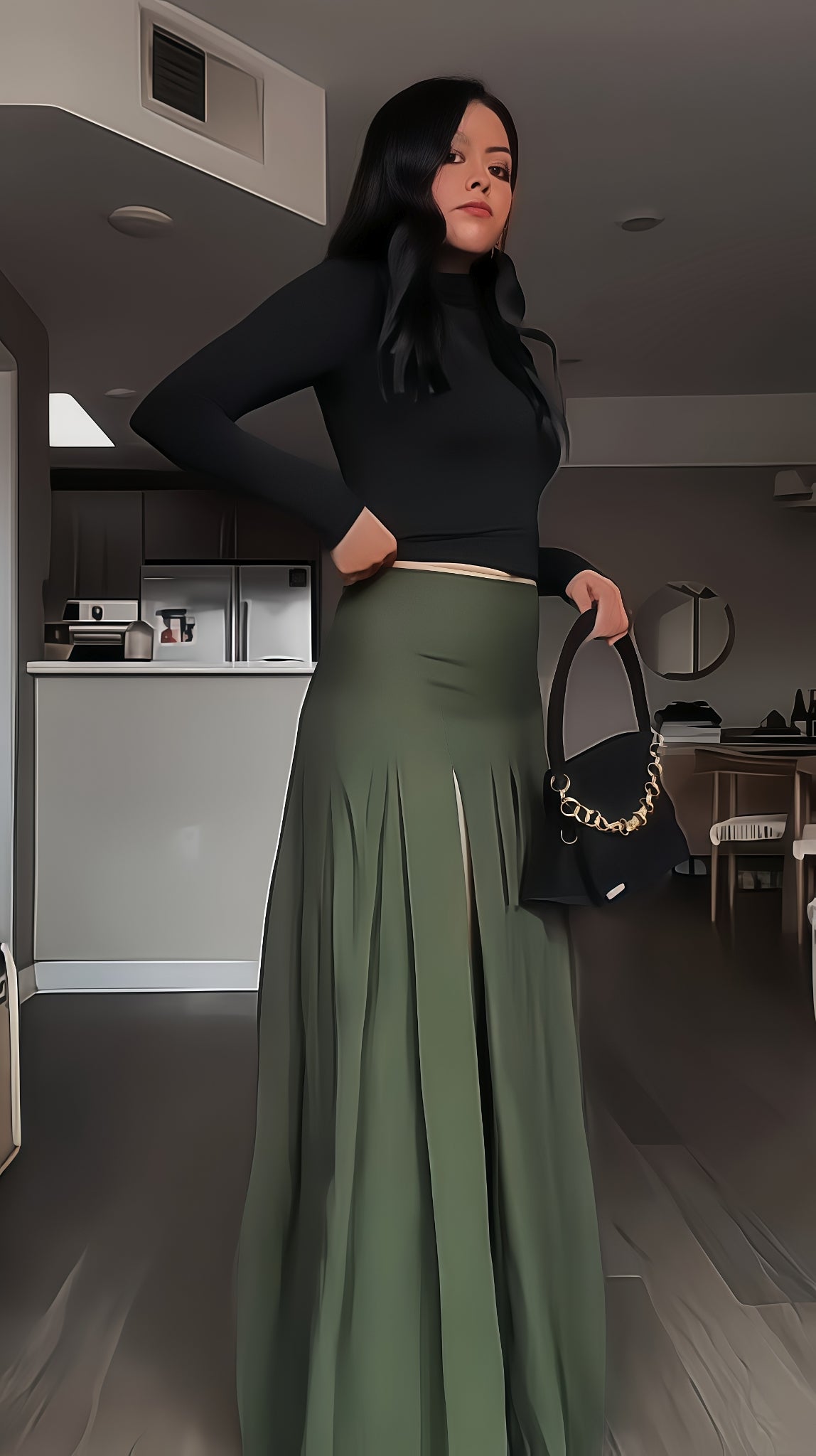 Maxi Skirt - Dark Slate Check