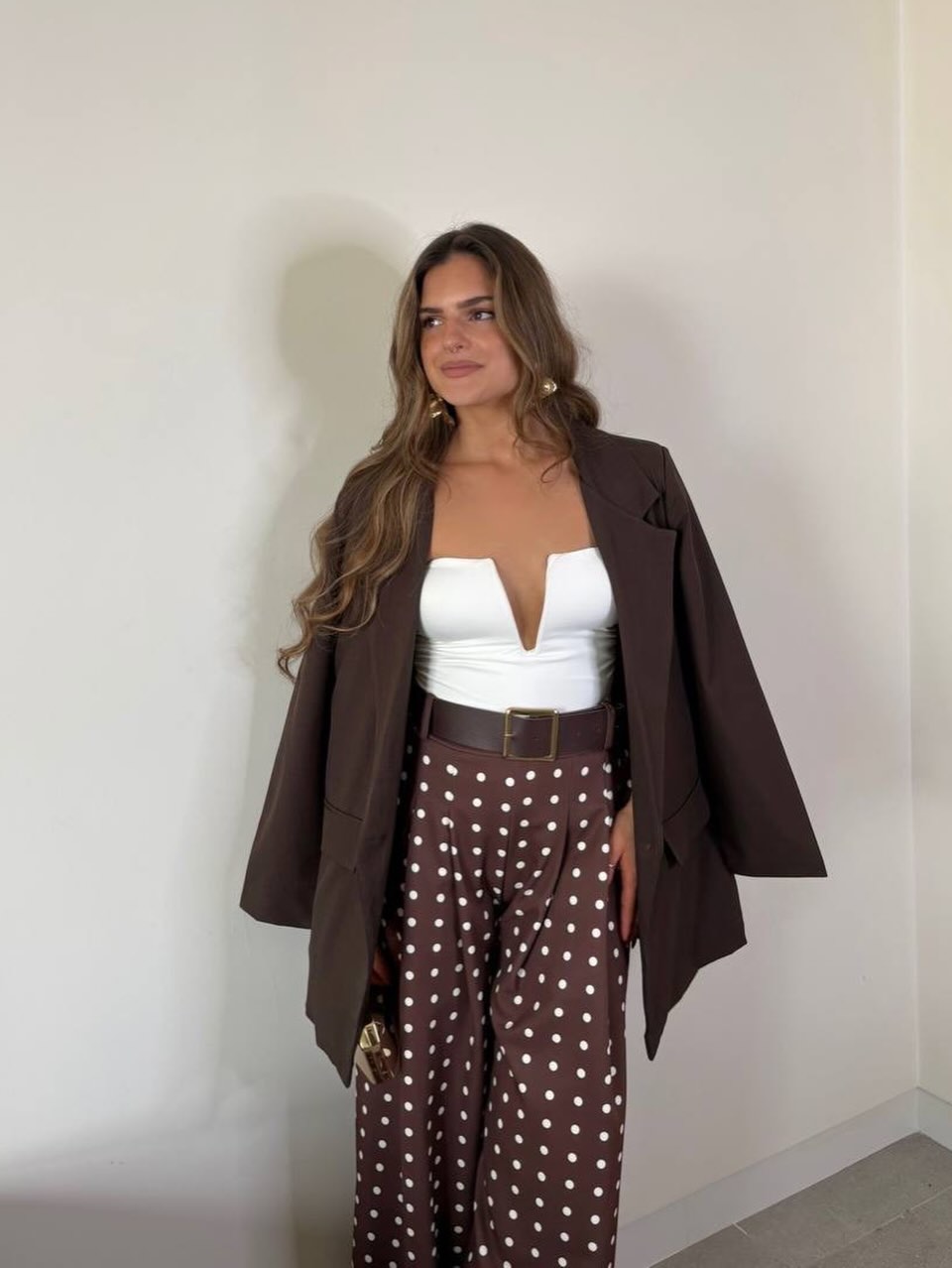 Wide-leg polka dot trousers