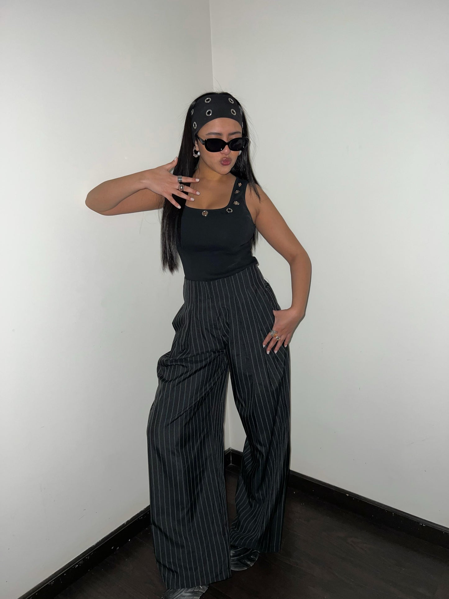 Pinstripe wide-leg pants