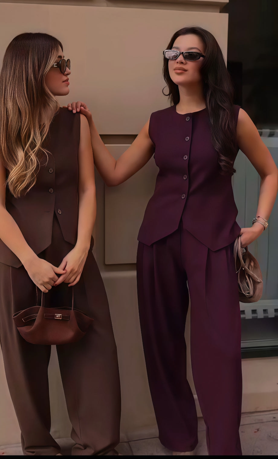 3 Piece Women's Suit Oversized It Is Burgundy