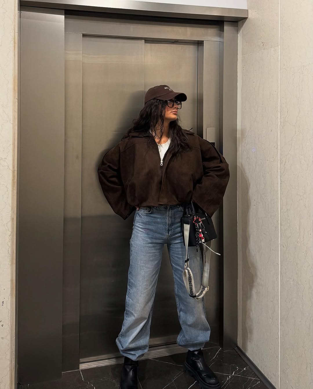 SUEDE ZIPPERED DROP SHOULDER BOMBER JACKET