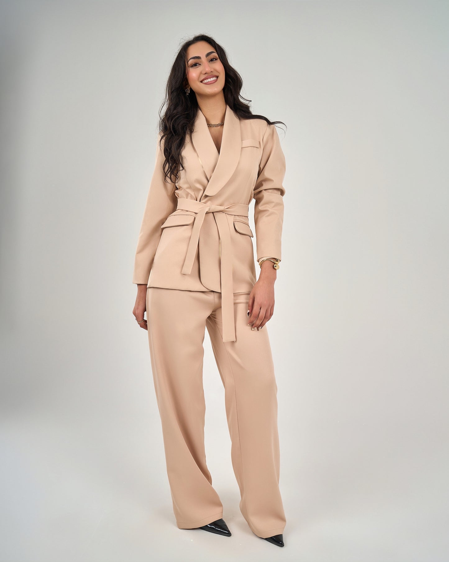 Women's Belted Jacket Trousers Set
