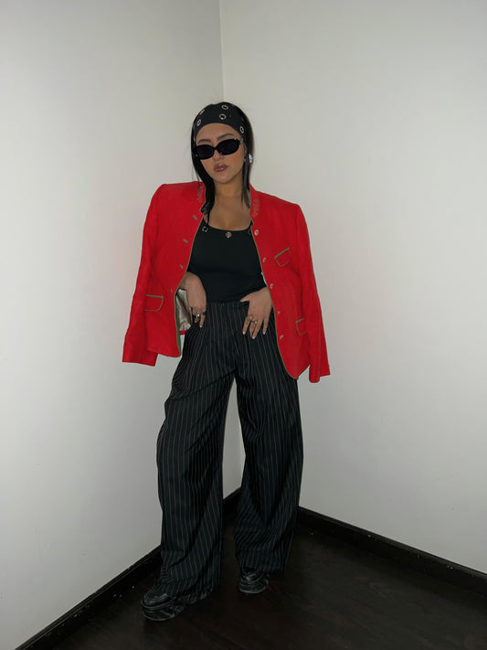 Pinstripe wide-leg pants