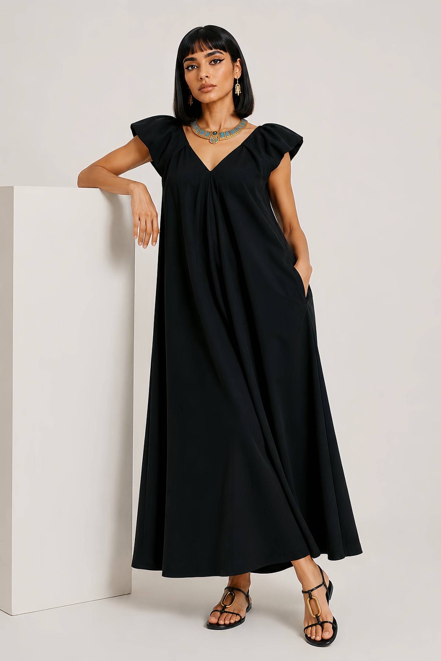 LONG PUFF SLEEVE DRESS