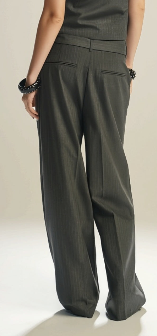 Elegant Stylish Belted Trousers Set