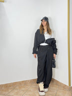Striped trousers with wrap details