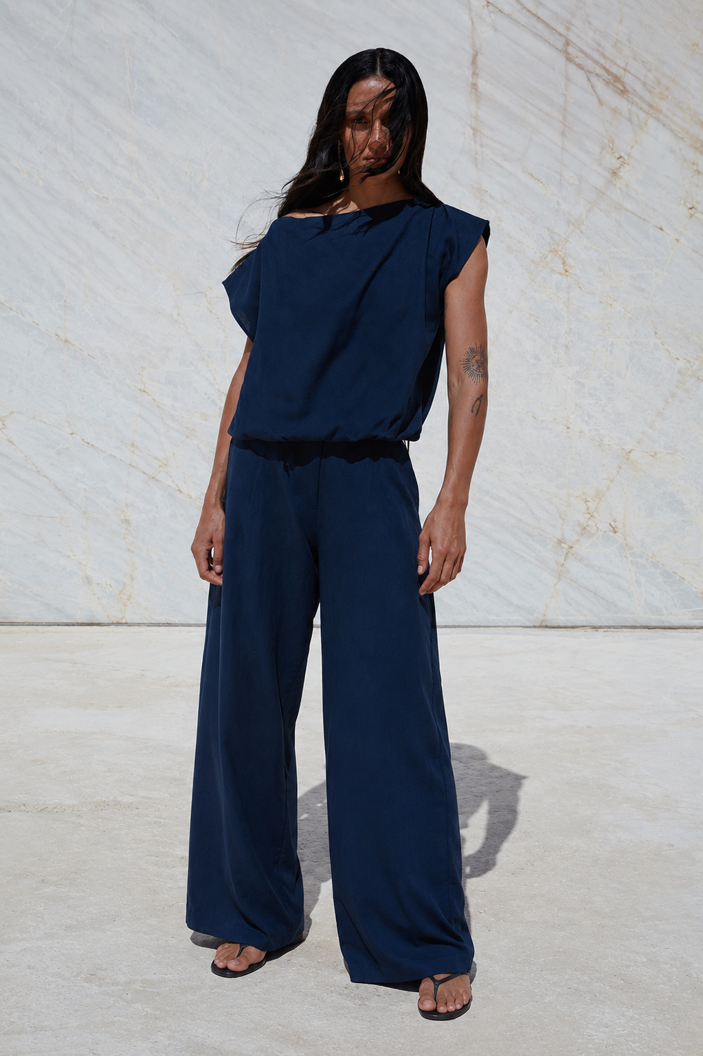 Azure Linen Set – Navy Blue