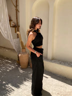 Black Linen Neck Tie Set