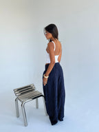 The Riviera Pinstripe Wide-Leg Pants