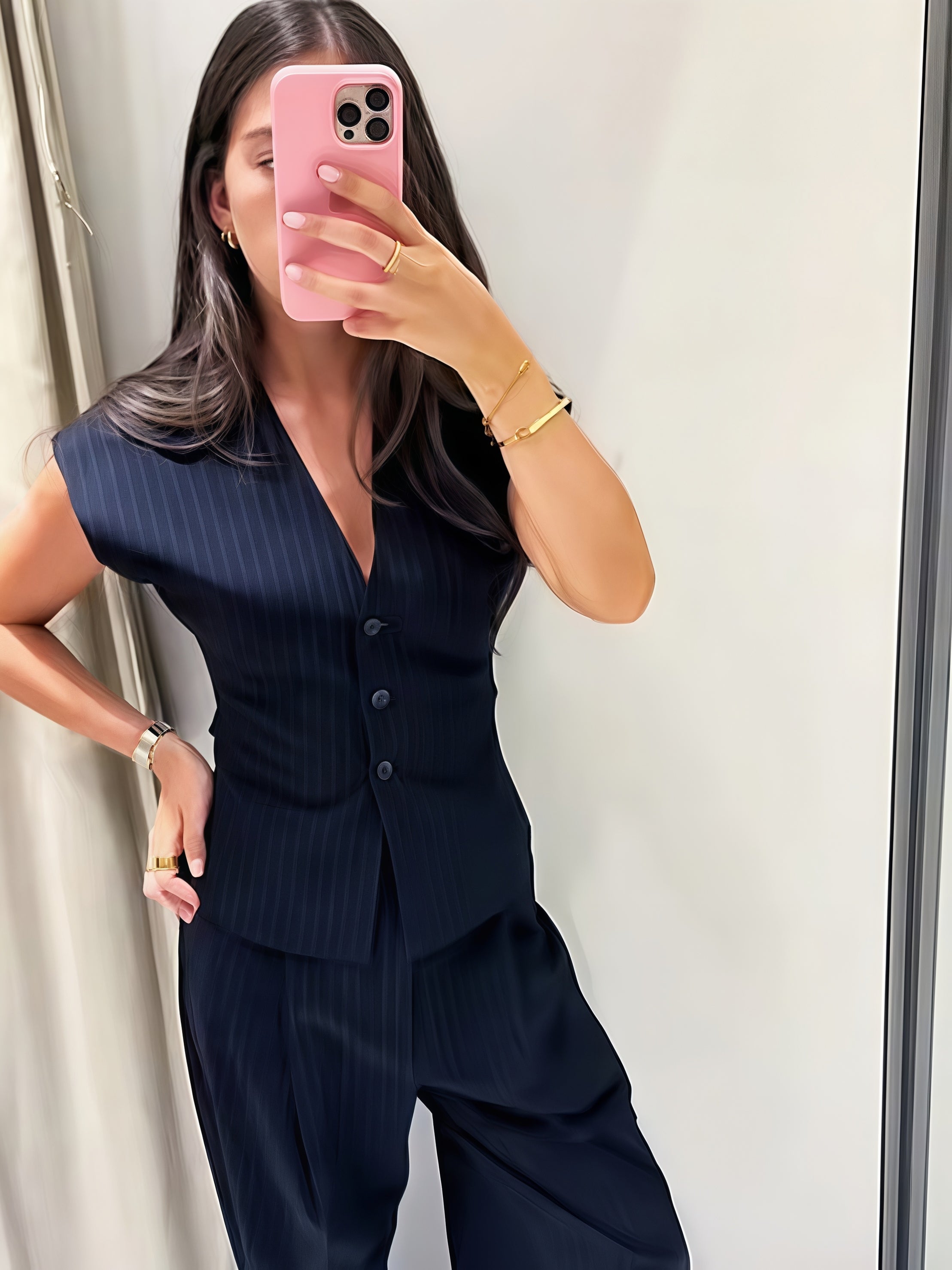 Elegant Stylish Belted Trousers Set