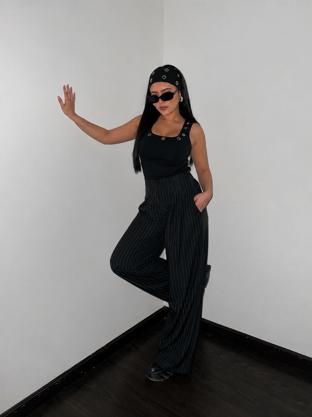 Pinstripe wide-leg pants