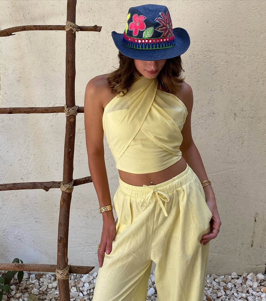 Yellow Linen Neck Tie Set