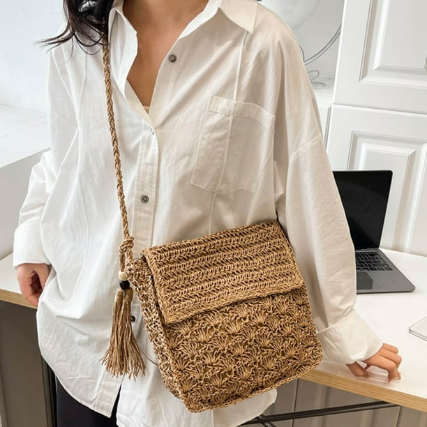 Hand-Woven Handbags With Tassels Straw