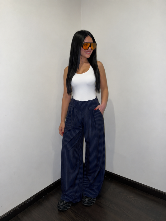 Pinstripe wide-leg pants
