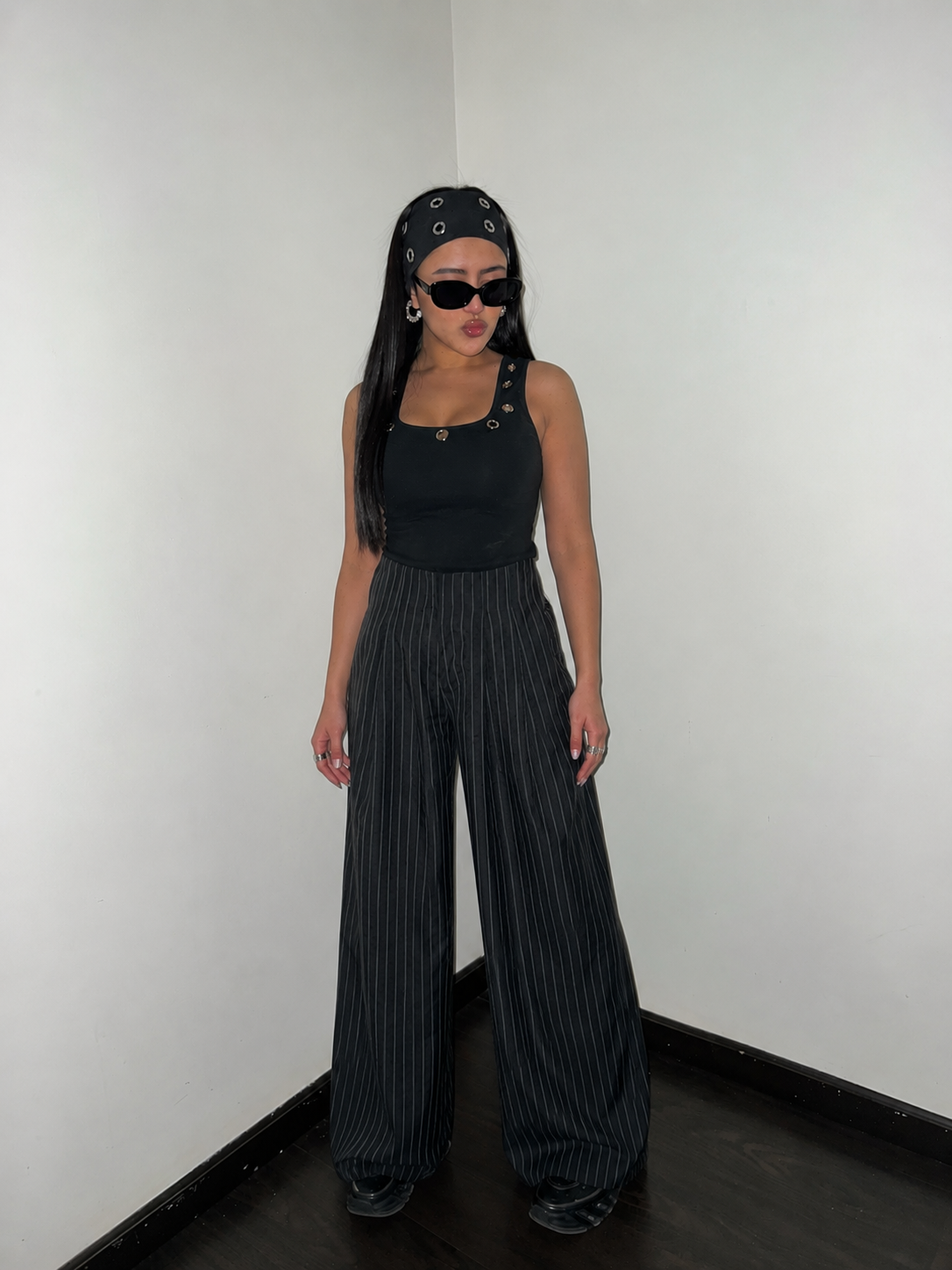 Pinstripe wide-leg pants