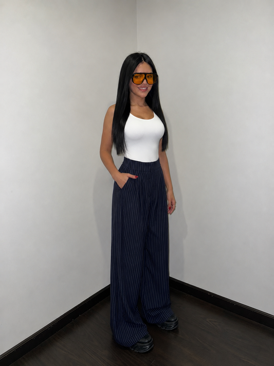 Pinstripe wide-leg pants