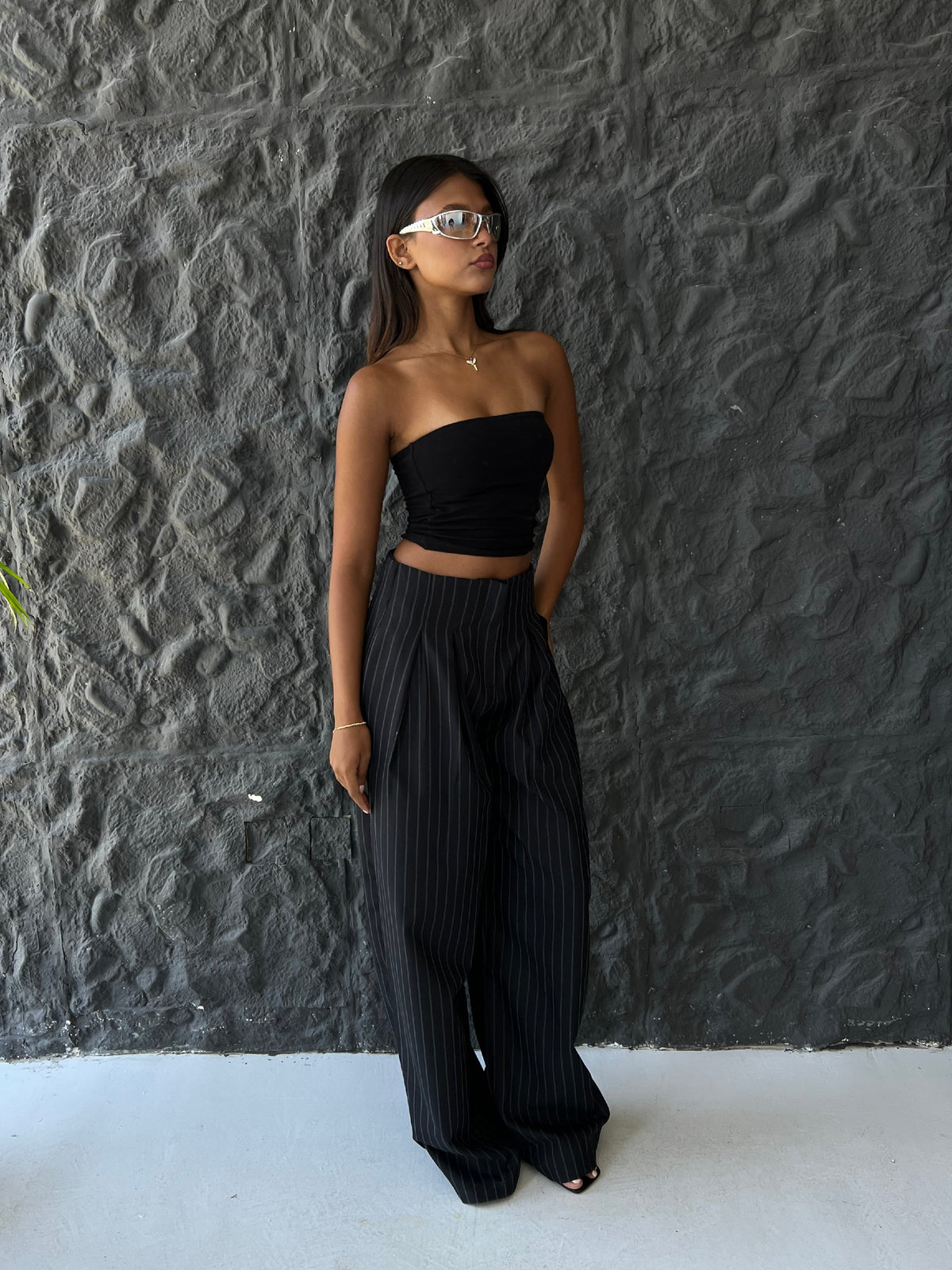 The Riviera Pinstripe Wide-Leg Pants